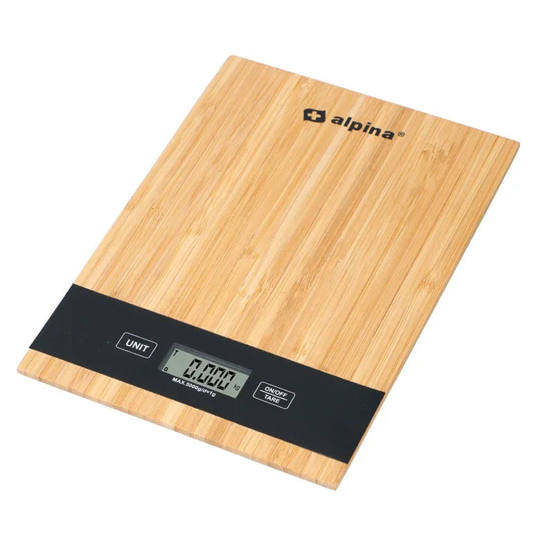 Alpina – Skaitmeninės bambukinės virtuvinės svarstyklės, 5 kg