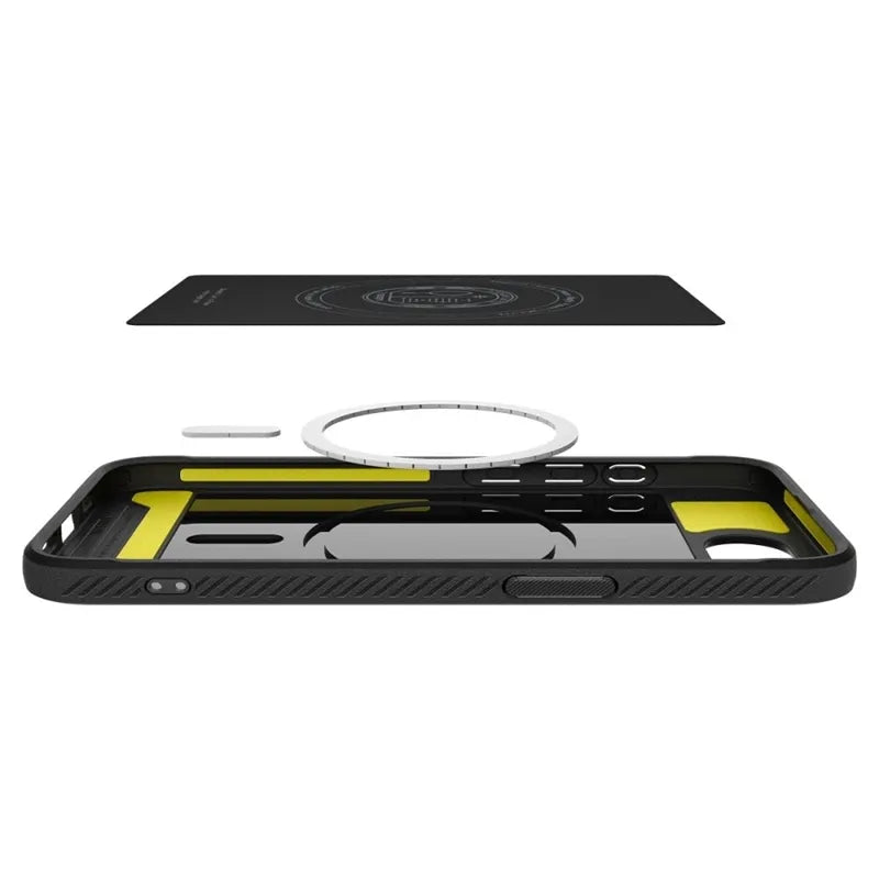 Spigen Rugged Armor Mag MagSafe – dėklas iPhone 17e / 16e (matinė juoda)
