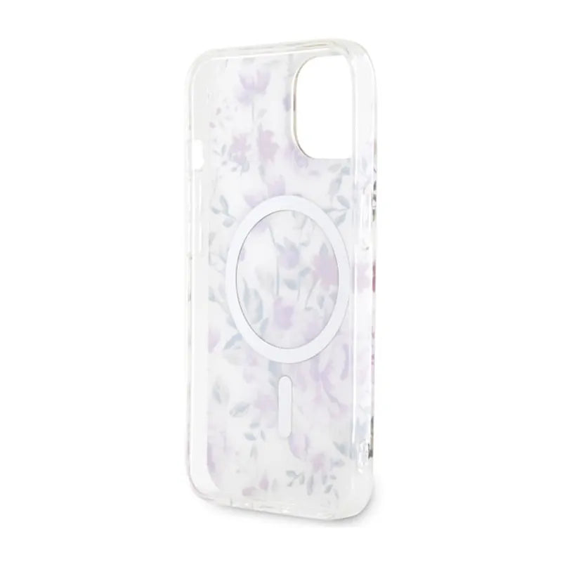 Guess Flower MagSafe – Dėklas, skirtas iPhone 14 Plus (Skaidrus)