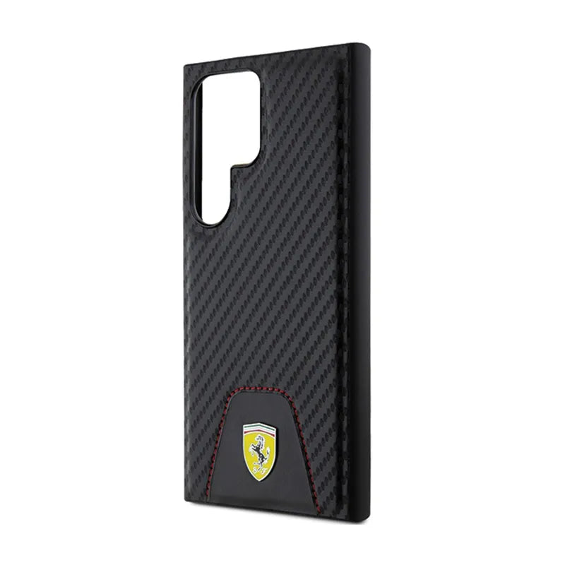 Ferrari Carbon Stitched Bottom – dėklas Samsung Galaxy S24 Ultra (juodas)