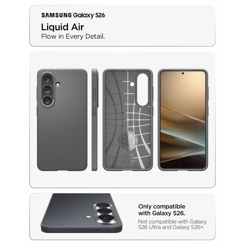 Spigen Liquid Air – dėklas Samsung Galaxy S26 (marmuro pilka)