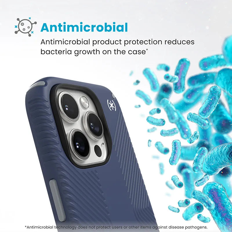 Speck Presidio2 Grip - iPhone 16 Pro dėklas (Coastal Blue / Dust Gray / White)