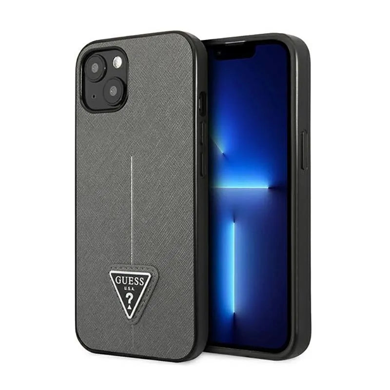 Dėklas Guess Saffiano Triangle Logo - Dėklas, skirtas iPhone 14 Plus (sidabrinis)