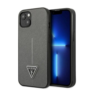 Dėklas Guess Saffiano Triangle Logo - Dėklas, skirtas iPhone 14 Plus (sidabrinis)