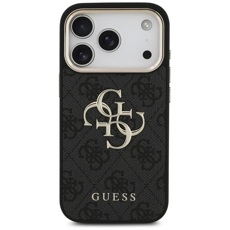 Guess 4G Big 4G Classic Logo – dėklas iPhone 17 Pro (juodas / auksinis)