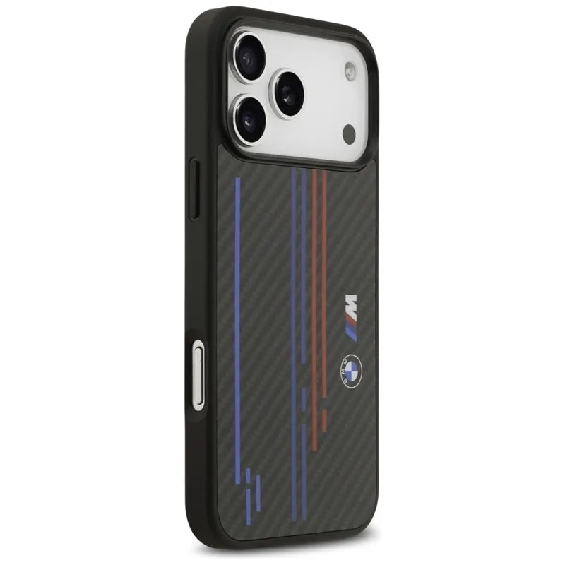 BMW M Kevlar Lines & Logo MagSafe dėklas – iPhone 17 Pro Max (juodas)