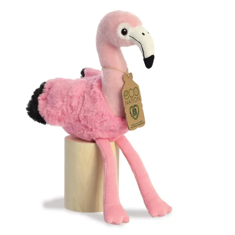 Eco Nation – Pliušinis žaislas / Jaukus sėdintis flamingas 27 cm ekologiškas