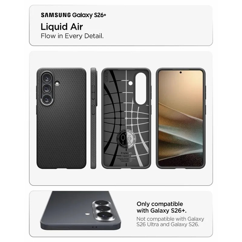 Spigen Liquid Air – dėklas, skirtas Samsung Galaxy S26+ (matinis juodas)