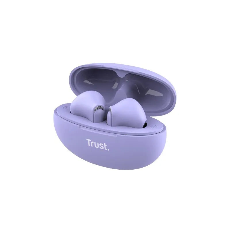 Trust Yavi – belaidės Bluetooth TWS ausinės su įkrovimo dėklu ir ENC (violetinės)