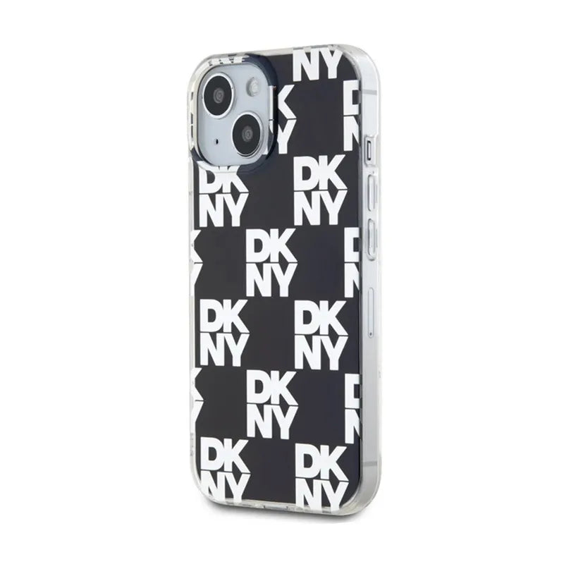 DKNY IML Checkered Mono Pattern – dėklas iPhone 15 Plus / 14 Plus (juodas)