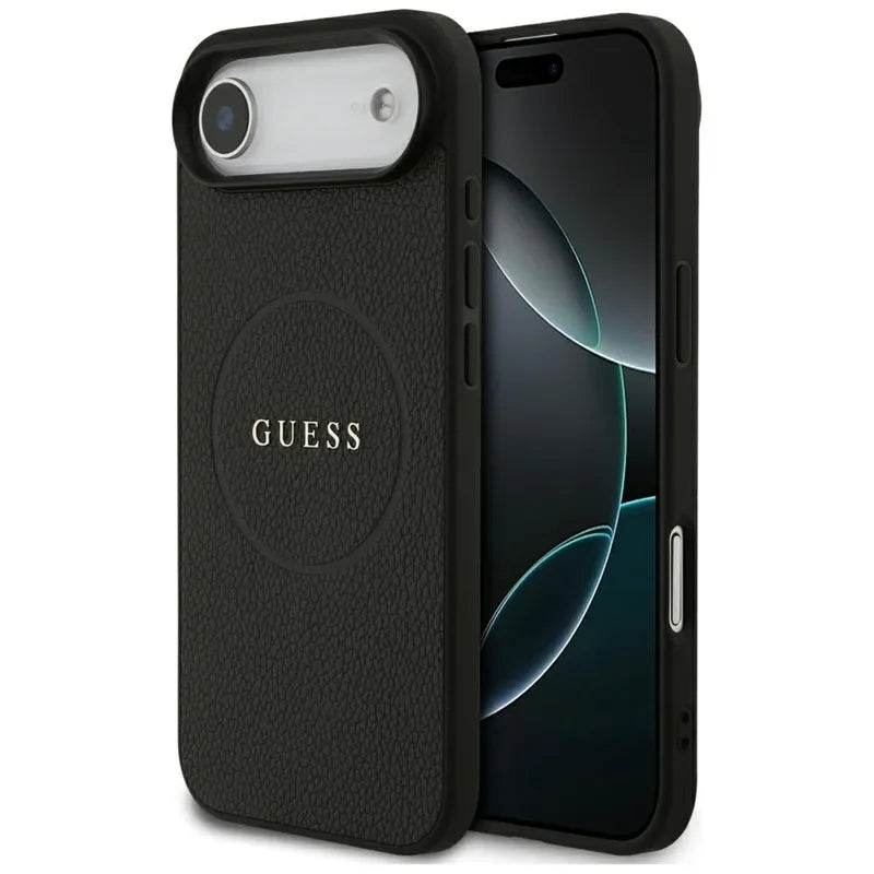 Guess Grained Ring MagSafe – dėklas iPhone Air (juodas)