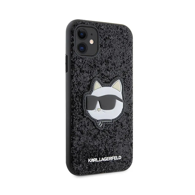 Karl Lagerfeld NFT Glitter Choupette Patch – dėklas iPhone 11 (juodas)