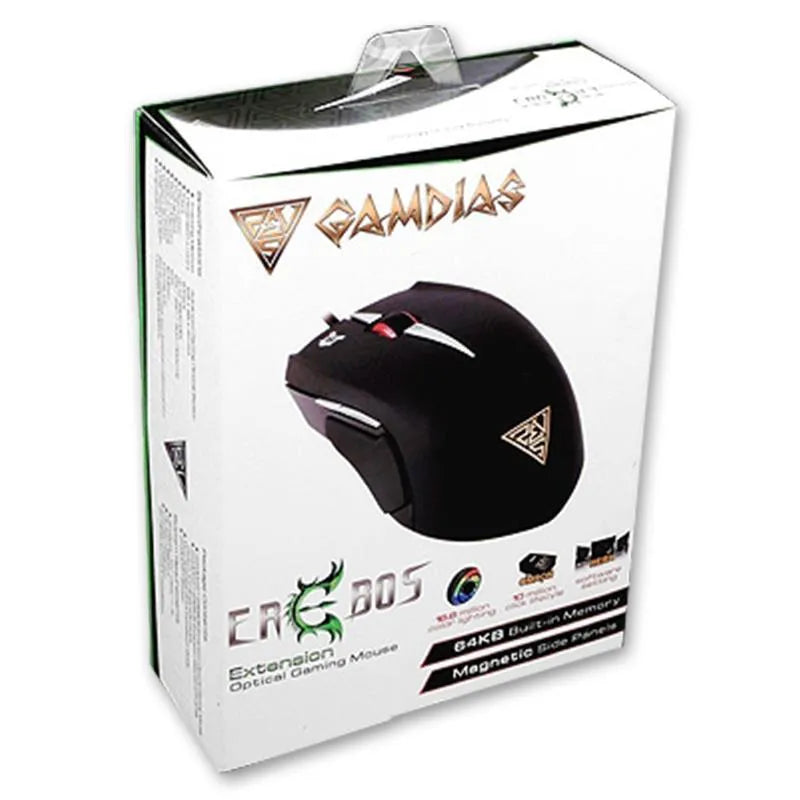 Gamdias Erebos Optical – optinė žaidimų pelė su keičiamais skydeliais (3500 DPI)