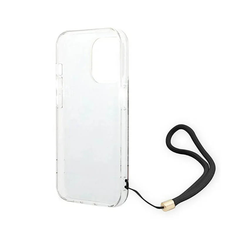 Guess 4G Print Cord - dėklas, skirtas iPhone 14 Pro Max (rudos spalvos)