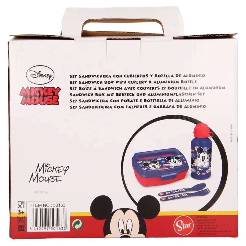 Mickey Mouse – Pietų dėžučių rinkinys, 400 ml gertuvė, stalo įrankiai