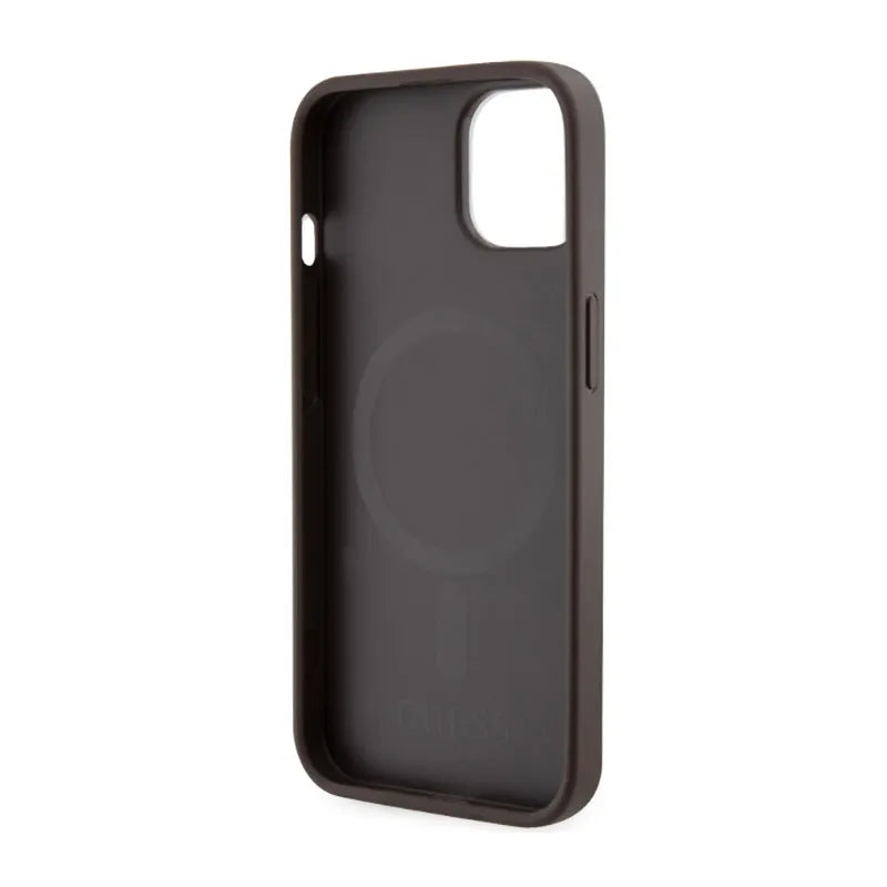 Guess GCube Stripes MagSafe – Dėklas, skirtas iPhone 14 Plus (ruda)