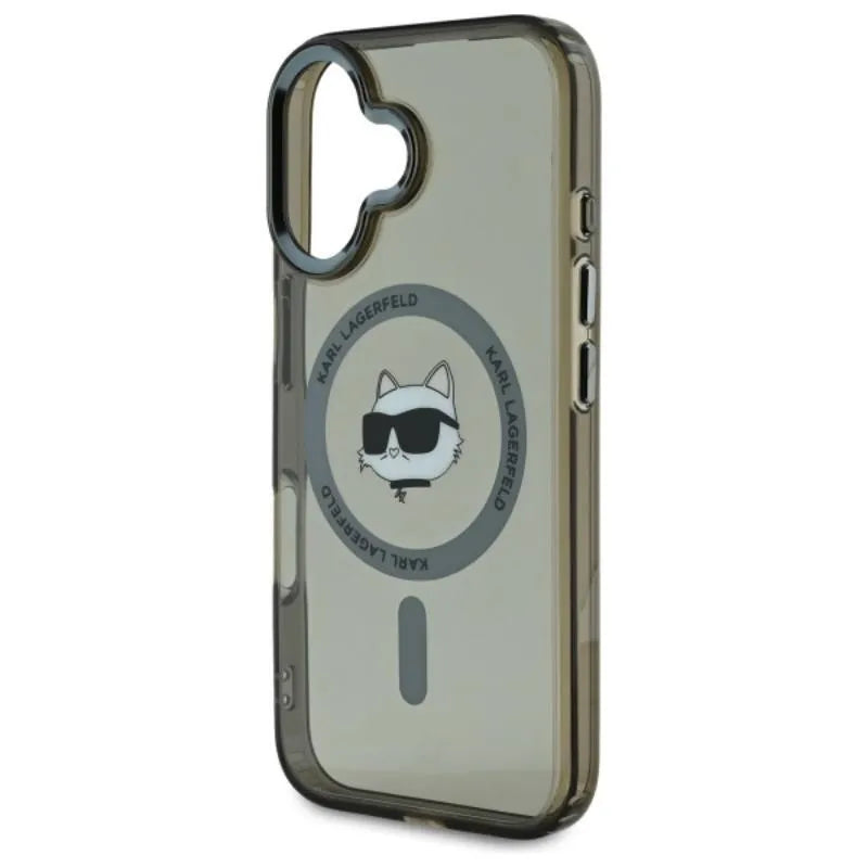 Karl Lagerfeld IML Metal Choupette Head MagSafe – dėklas, skirtas iPhone 16 Plus (juodas)