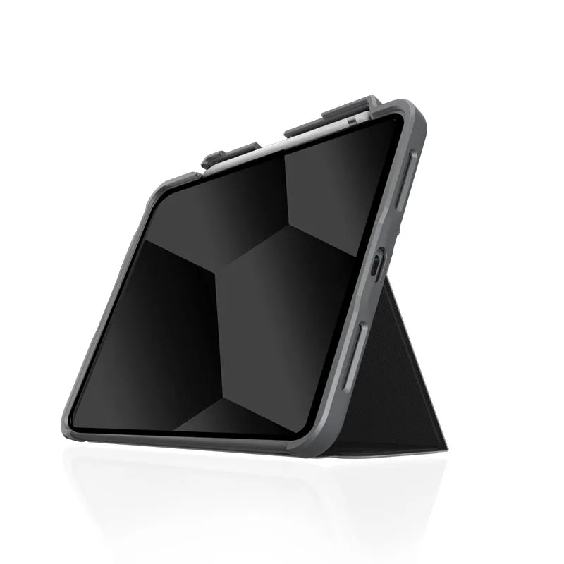 STM Dux Plus – tvirtas dėklas iPad 11“ (2025) / 10.9” (2022) MIL-STD-810G su Apple Pencil laikikliu (juodas) EDU/COM versija