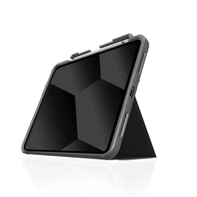 STM Dux Plus – tvirtas dėklas iPad 11“ (2025) / 10.9” (2022) MIL-STD-810G su Apple Pencil laikikliu (juodas) EDU/COM versija