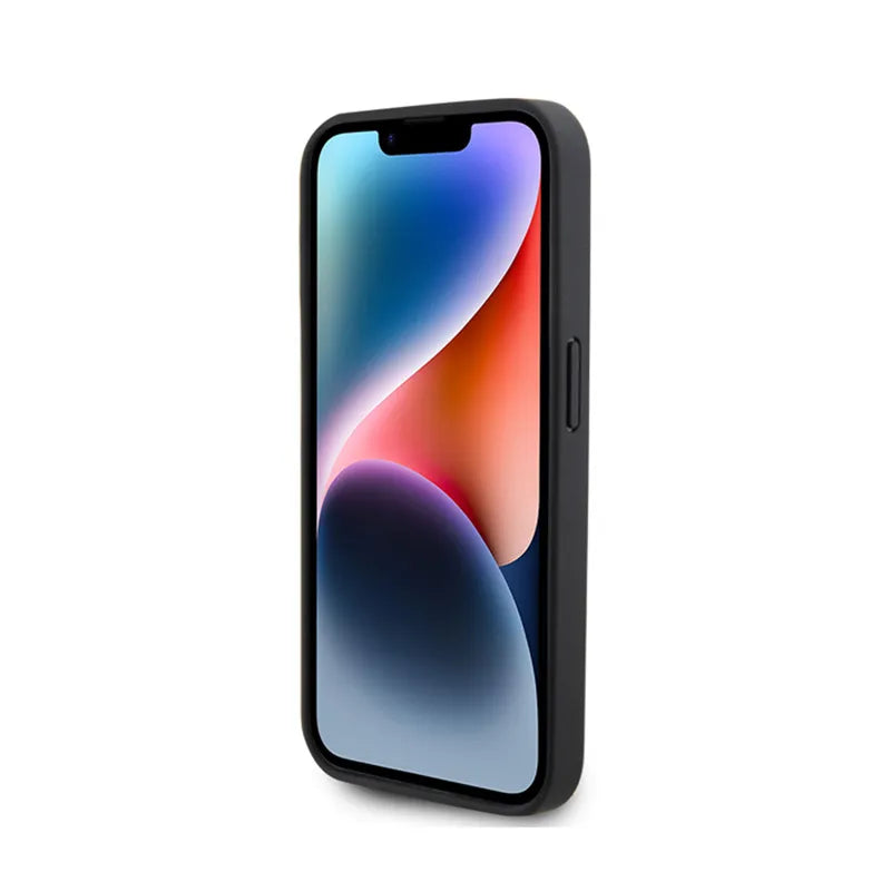 Ferrari Quilted Metal Logo – dėklas iPhone 15 Pro (juodas)