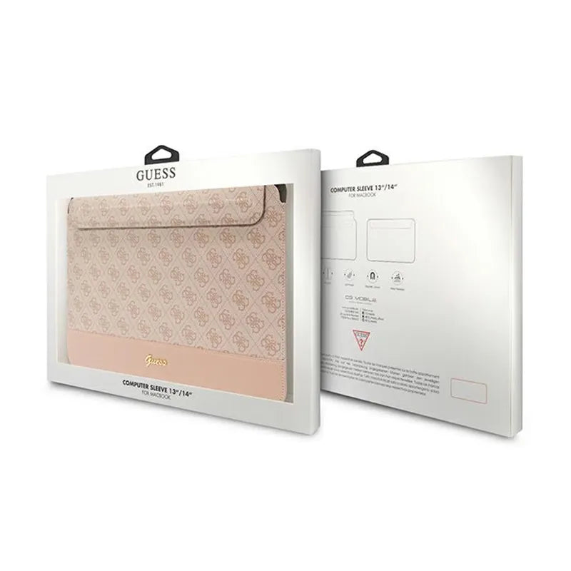 Guess 4G Stripe Metal Logo kompiuterio dėklas - 14" nešiojamojo kompiuterio krepšys (rožinis)