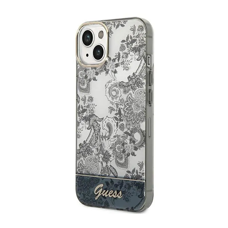 „Guess Porcelain Collection“ – dėklas „iPhone 14 Plus“ telefonui (pilkas)