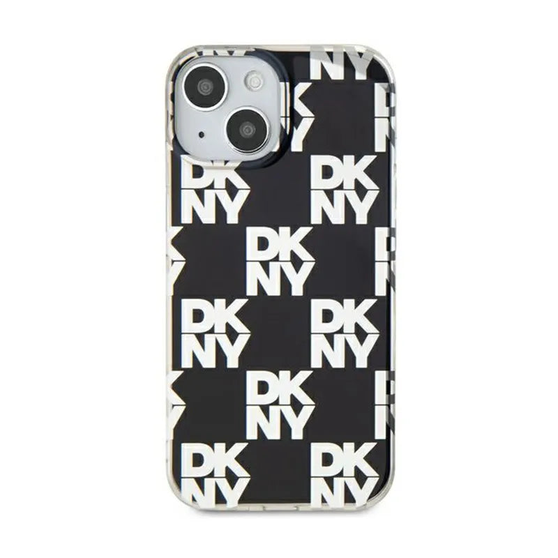 DKNY IML Checkered Mono Pattern – dėklas iPhone 15 Plus / 14 Plus (juodas)