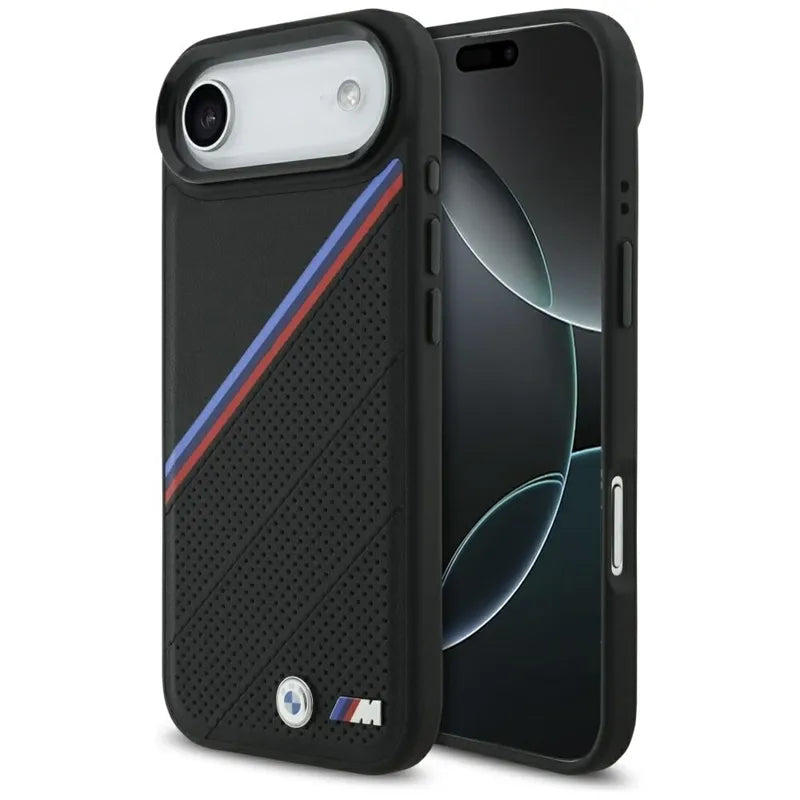 BMW M Tricolor Metal Logo MagSafe - iPhone Air dėklas (juodas)