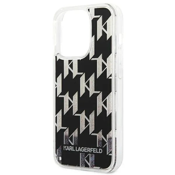 Karl Lagerfeld Monogram Liquid Glitter – dėklas iPhone 14 Pro Max (juodas)