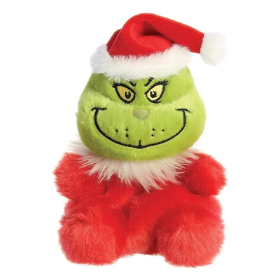 Grinch – Pliušinis žaislas / sėdintis Grinch su Kalėdų Senelio kostiumu 13 cm iš Palm Pals kolekcijos, ekologiškas