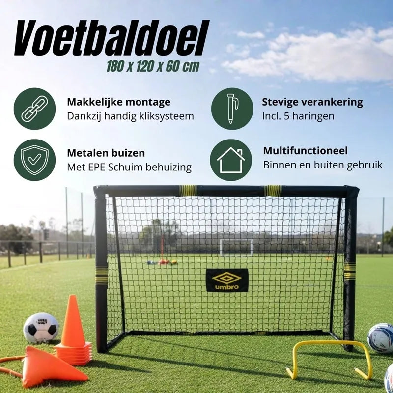 Umbro – metaliniai futbolo vartai su tinklu 180x120x60 cm