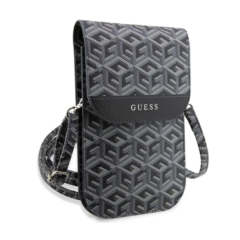 Telefono krepšys Guess GCube Stripe – krepšys su išmaniojo telefono skyriumi (juodas)