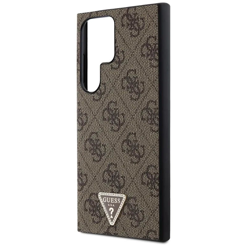 Guess 4G Triangle Strass – dėklas Samsung Galaxy S24 Ultra (ruda)