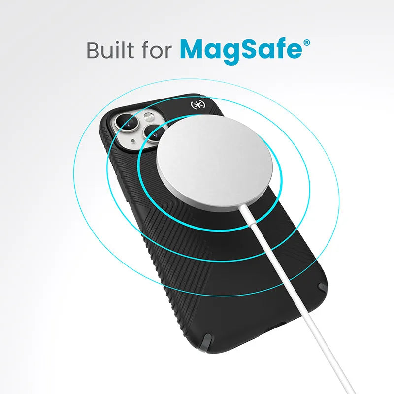 Speck Presidio2 Grip Magsafe - Dėklas iPhone 17e / 16e / 15 / 14 / 13 (Juoda / Skalūno pilka / Balta)