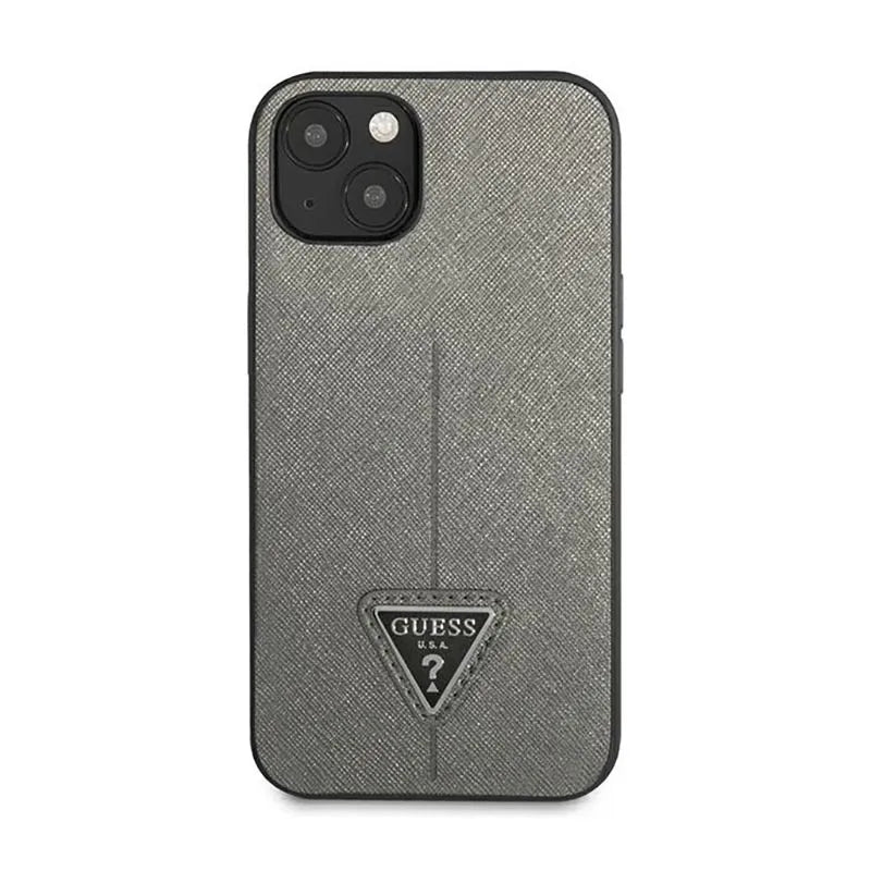 Dėklas Guess Saffiano Triangle Logo - Dėklas, skirtas iPhone 14 Plus (sidabrinis)