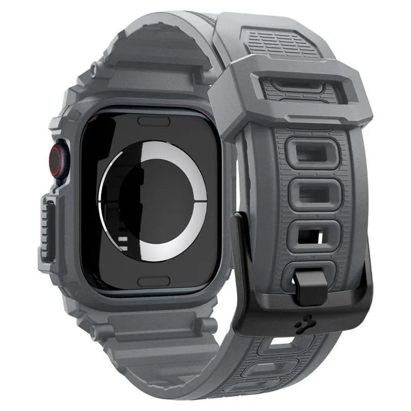 Spigen Rugged Armor Pro – apyrankė su dėklu, skirta „Apple Watch 10 46 mm“ (tamsiai pilka)