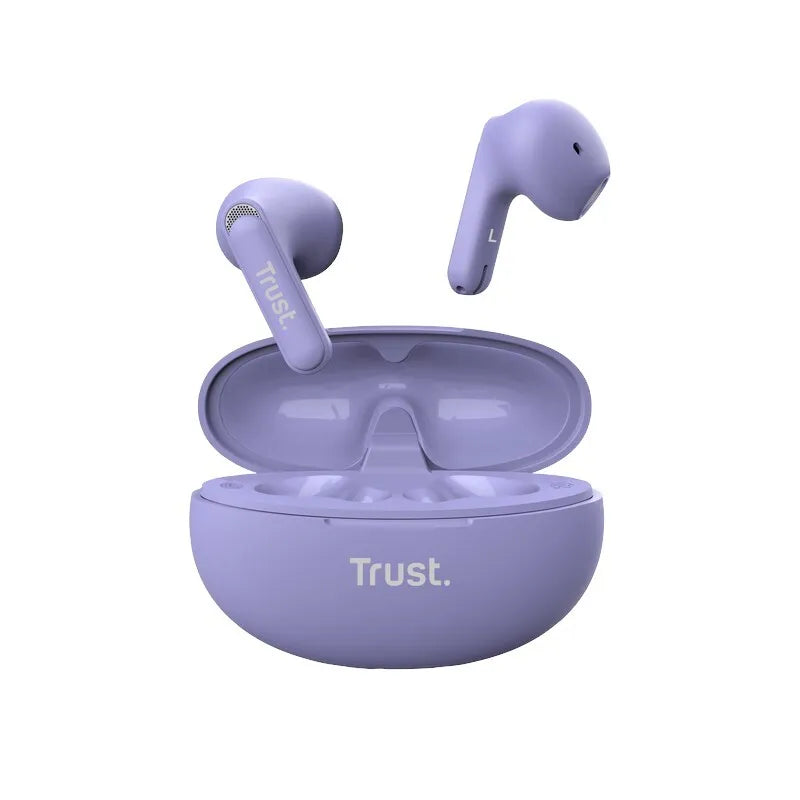 Trust Yavi – belaidės Bluetooth TWS ausinės su įkrovimo dėklu ir ENC (violetinės)