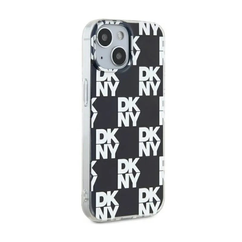 DKNY IML Checkered Mono Pattern – dėklas iPhone 15 Plus / 14 Plus (juodas)