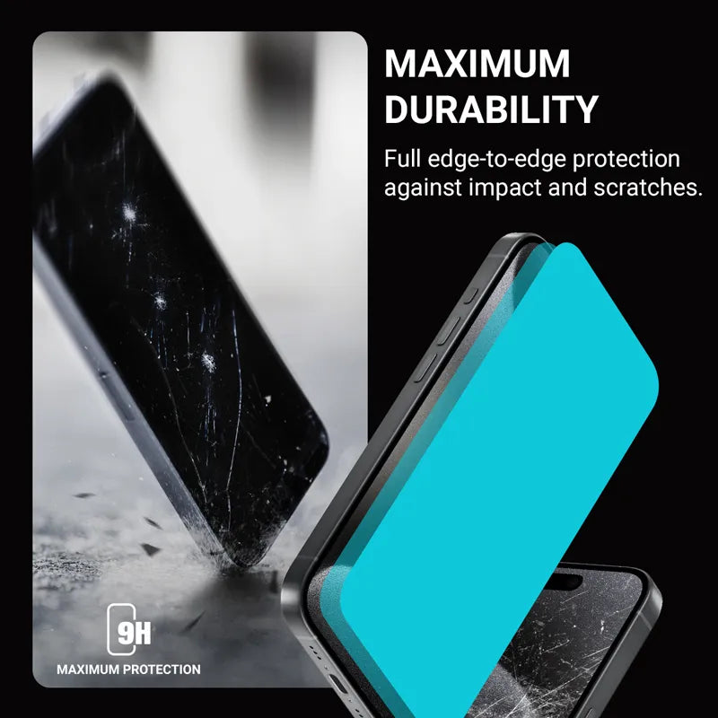 Crong antibakterinis 3D Armor Glass – 9H pilno klijavimo grūdintas stiklas, skirtas iPhone 16 Pro + montavimo rėmelis