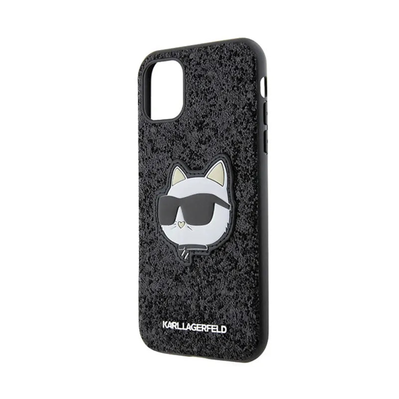 Karl Lagerfeld NFT Glitter Choupette Patch – dėklas iPhone 11 (juodas)