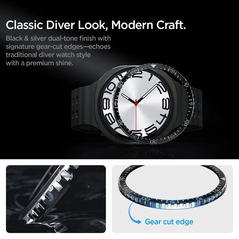 Spigen Bezel Tune Diver – Apsauginis korpusas / rėmelis Samsung Galaxy Watch 8 44 mm (grafito spalvos)