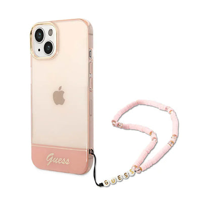 Guess Translucent Pearl Strap - dėklas, skirtas iPhone 14 Plus (rožinis)