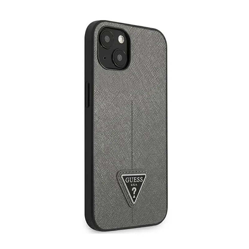 Dėklas Guess Saffiano Triangle Logo - Dėklas, skirtas iPhone 14 Plus (sidabrinis)
