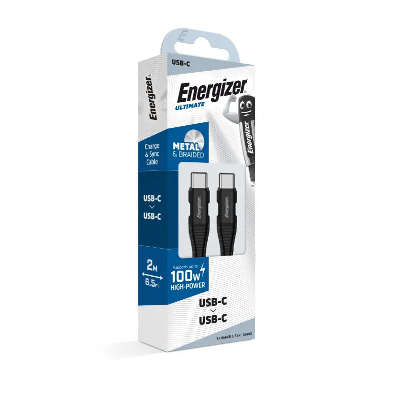 Energizer Ultimate – USB-C į USB-C 100W jungiamasis laidas 2m (juodas)