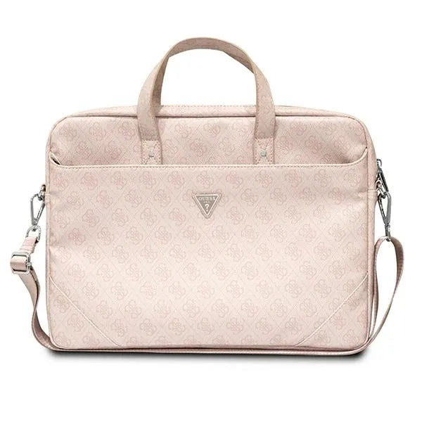 Guess Saffiano 4G Triangle Logo kompiuterio krepšys – 15”/ 16” nešiojamojo kompiuterio krepšys (rožinis)