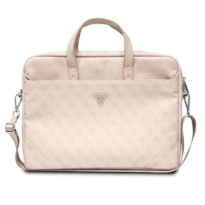 Guess Saffiano 4G Triangle Logo kompiuterio krepšys – 15”/ 16” nešiojamojo kompiuterio krepšys (rožinis)