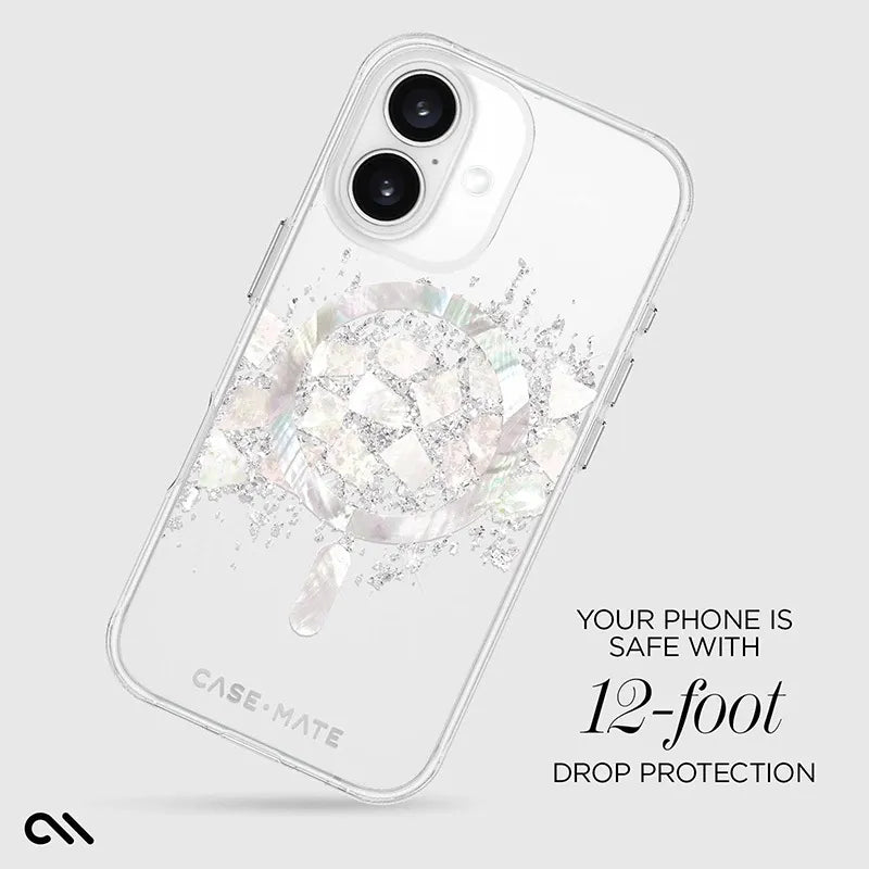 Case-Mate Karat MagSafe – dėklas iPhone 16 su perlamutro intarpais (A Touch of Pearl)
