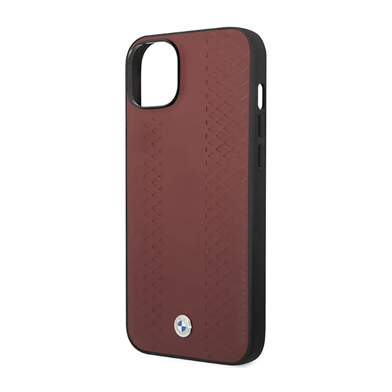 BMW Leather Diamond Pattern – Dėklas, skirtas iPhone 14 (Burgundian)