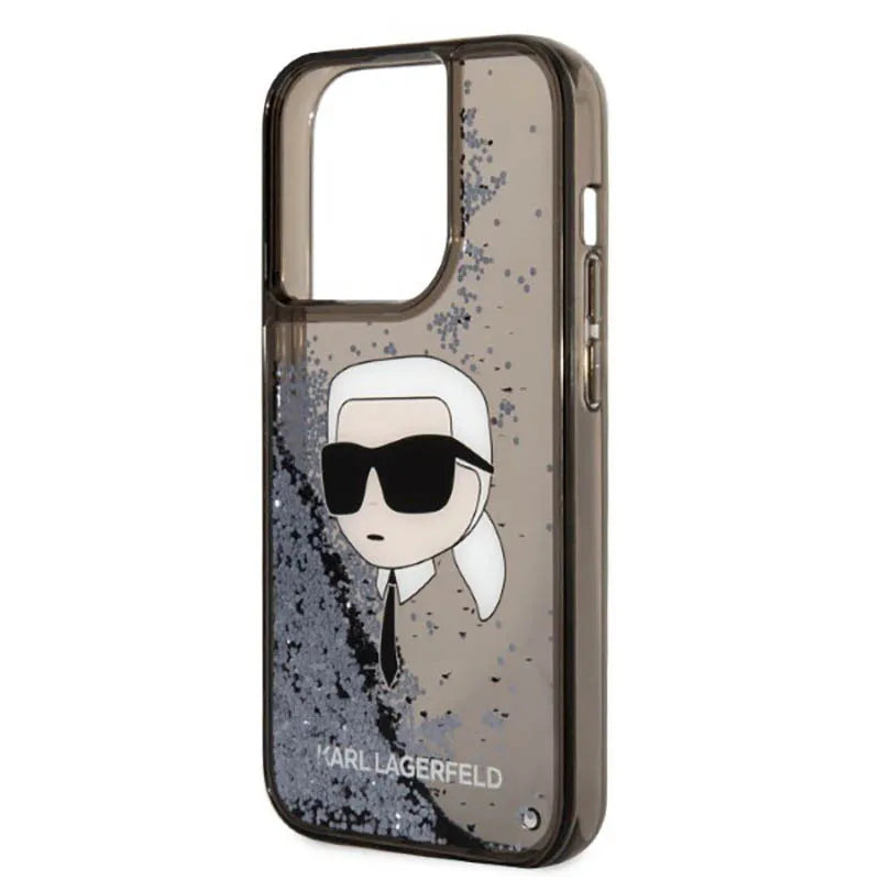Karl Lagerfeld Liquid Glitter NFT Karl's Head – dėklas iPhone 14 Pro Max (juodas)