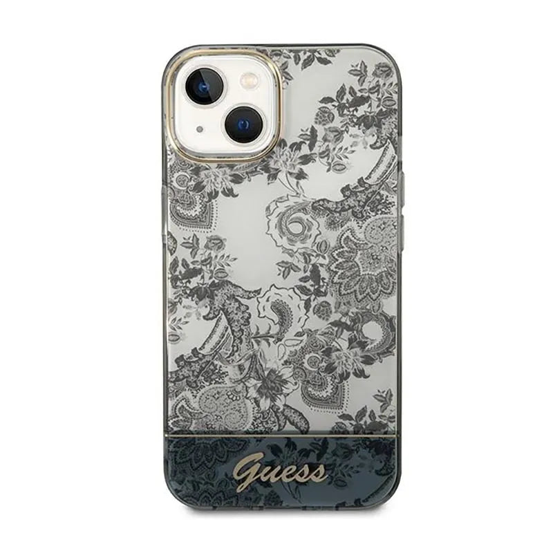 „Guess Porcelain Collection“ – dėklas „iPhone 14 Plus“ telefonui (pilkas)